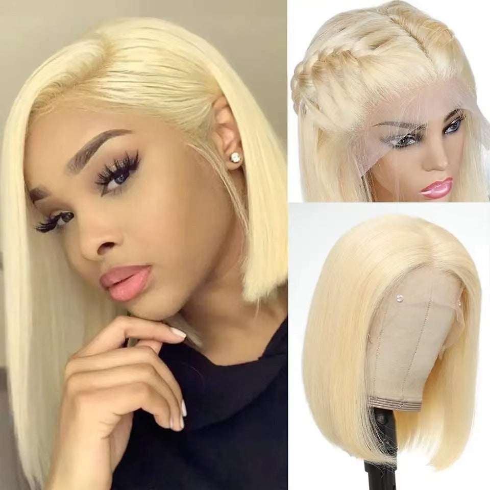Colorful Short Bob Wig – Straight Split Bob with Front Lace Headband