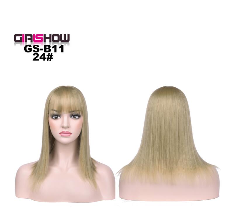 Short bob synthetic wig – straight cut with blunt fringe