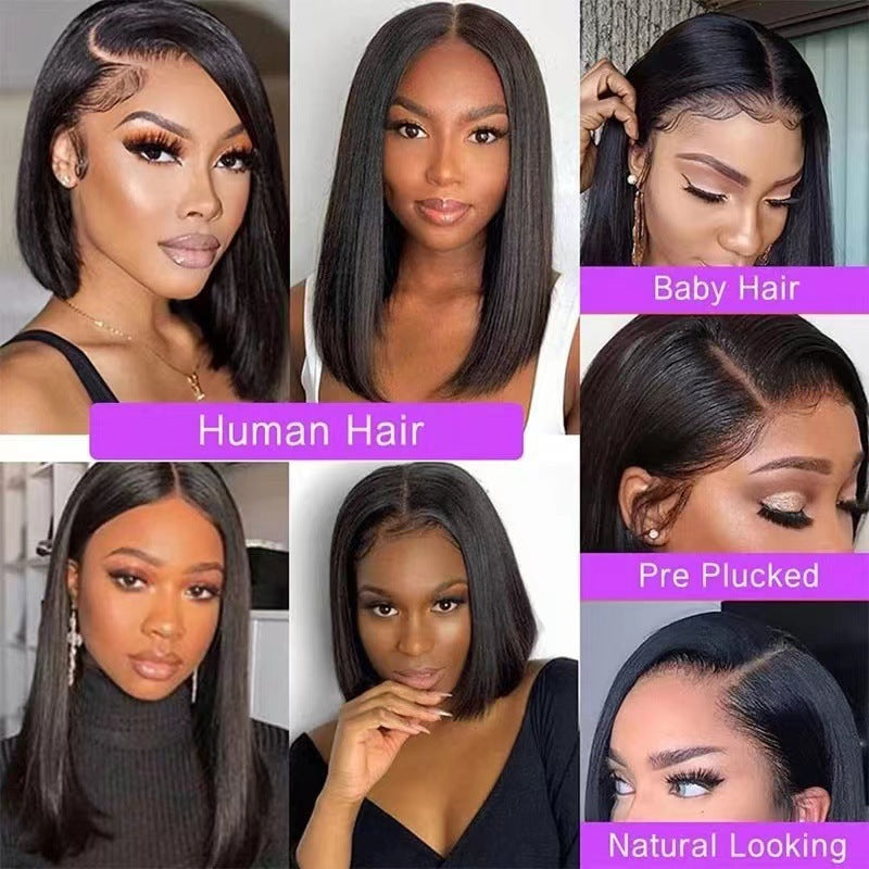 Colorful Short Bob Wig – Straight Split Bob with Front Lace Headband