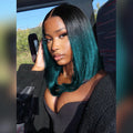 4x4 Lace Closure Bob Wig – T1B/Green Human Hair | Double Drawn Straight