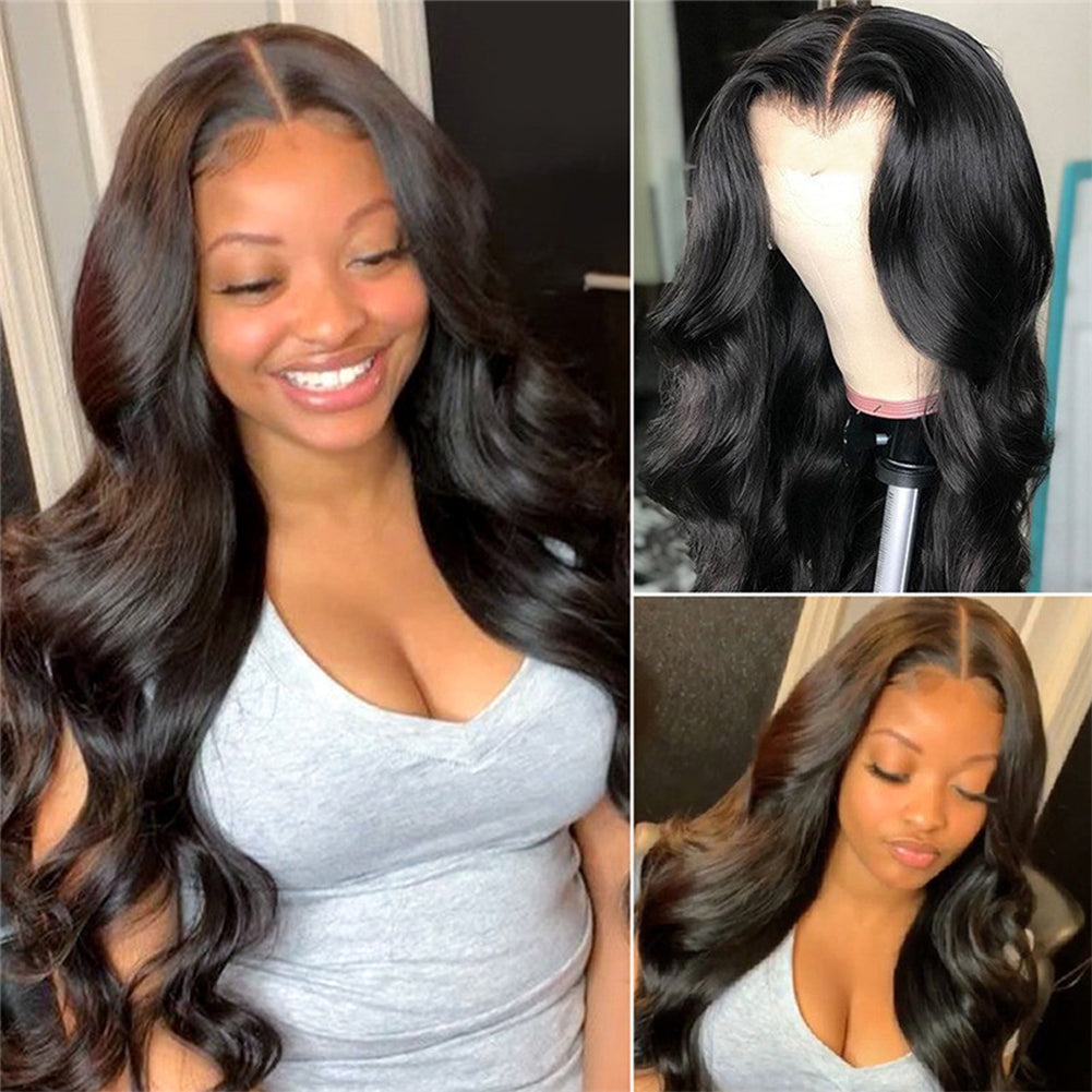 Deep Wave Long Wig with Bangs – Brown Black Synthetic Hair