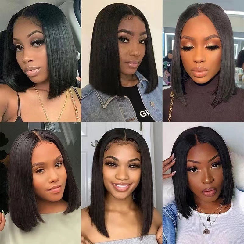 Colorful Short Bob Wig – Straight Split Bob with Front Lace Headband