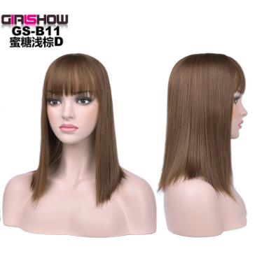  Straight bob wig with bangs – synthetic hair easy styling