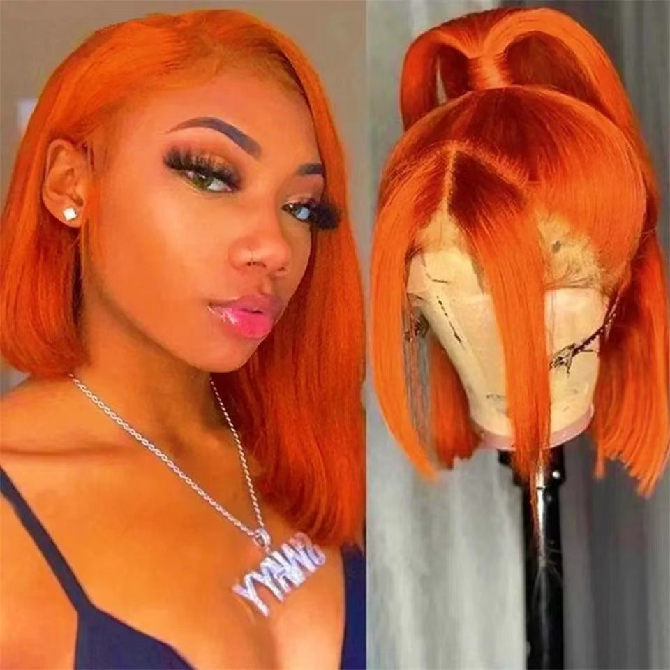 Colorful Short Bob Wig – Straight Split Bob with Front Lace Headband