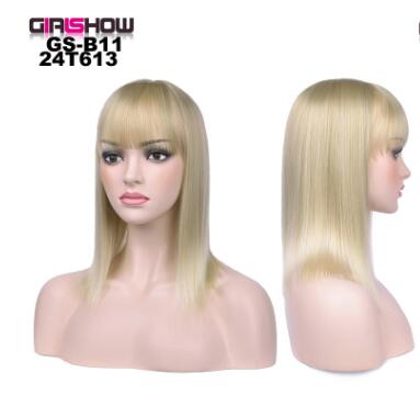 Short bob wig – straight bangs synthetic wig for daily wear