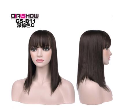 Short straight synthetic wig with bangs – flattering all face shapes