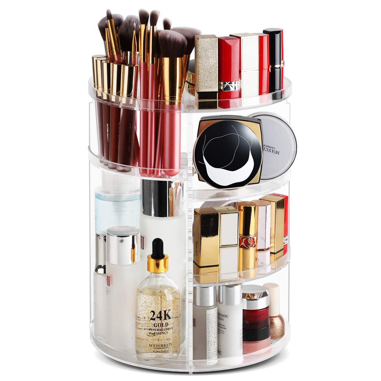Rotating Cosmetic Storage Box – Transparent Desktop Makeup Organizer