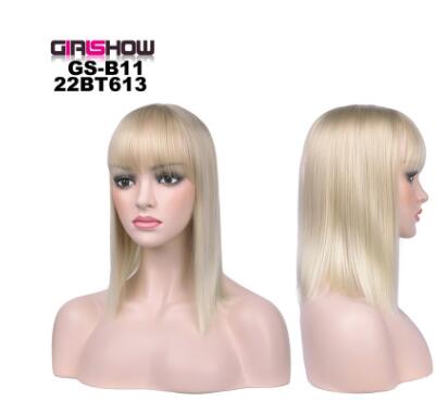  Short bob with bangs wig – straight synthetic glueless wear