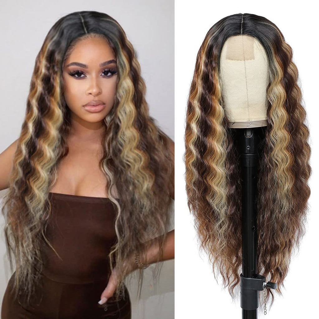 Deep Wave Long Curly Lace Wig – Center Part Headband Style