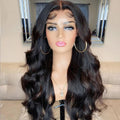 Deep Wave Long Wig with Bangs – Brown Black Synthetic Hair