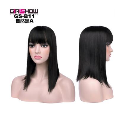 Short straight wig with bangs – easy everyday bob style