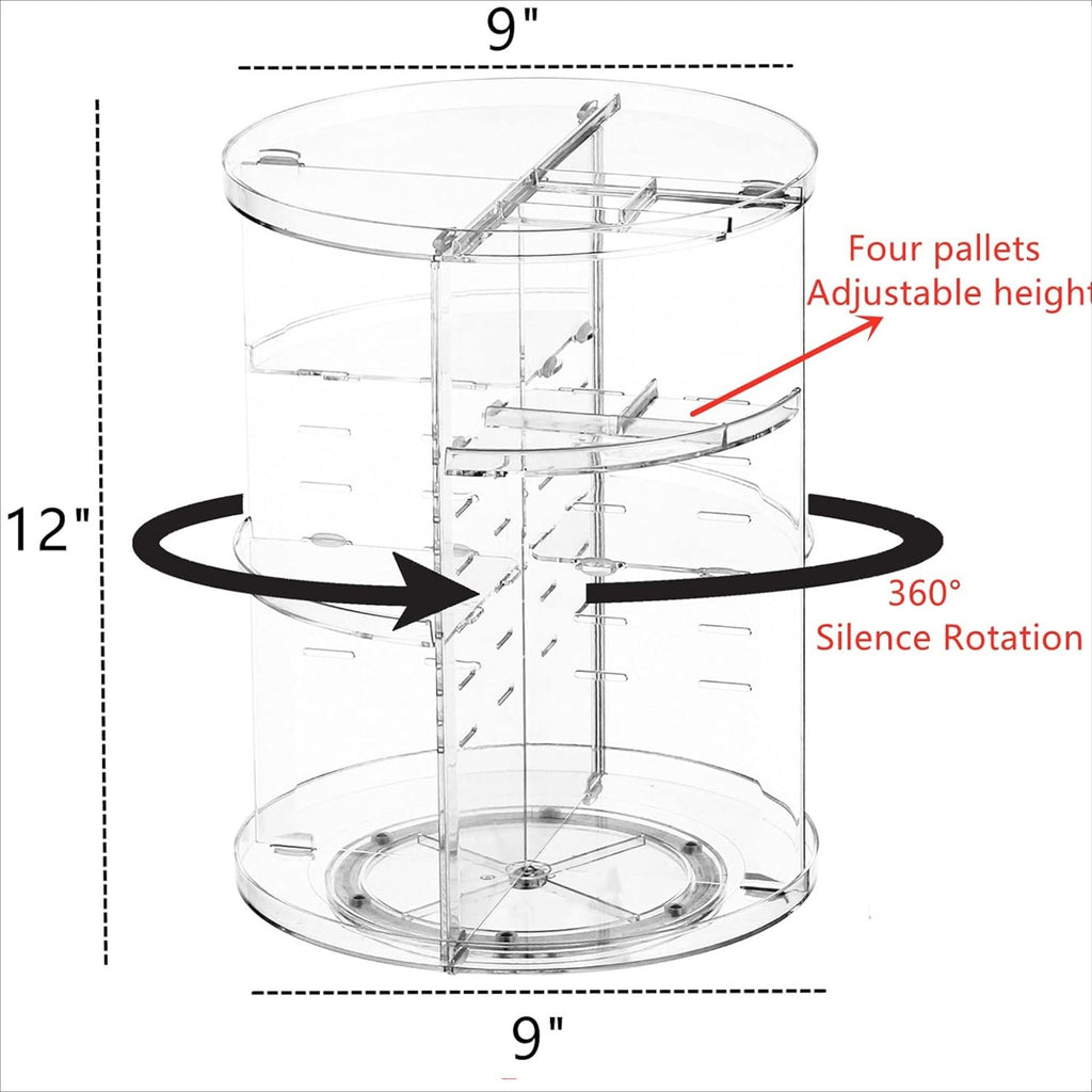 Rotating Cosmetic Storage Box – Transparent Desktop Makeup Organizer