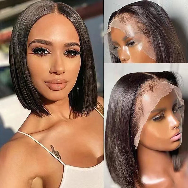 Colorful Short Bob Wig – Straight Split Bob with Front Lace Headband