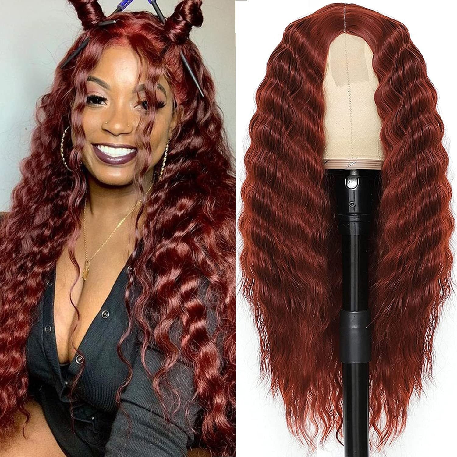 Deep Wave Long Curly Lace Wig – Center Part Headband Style
