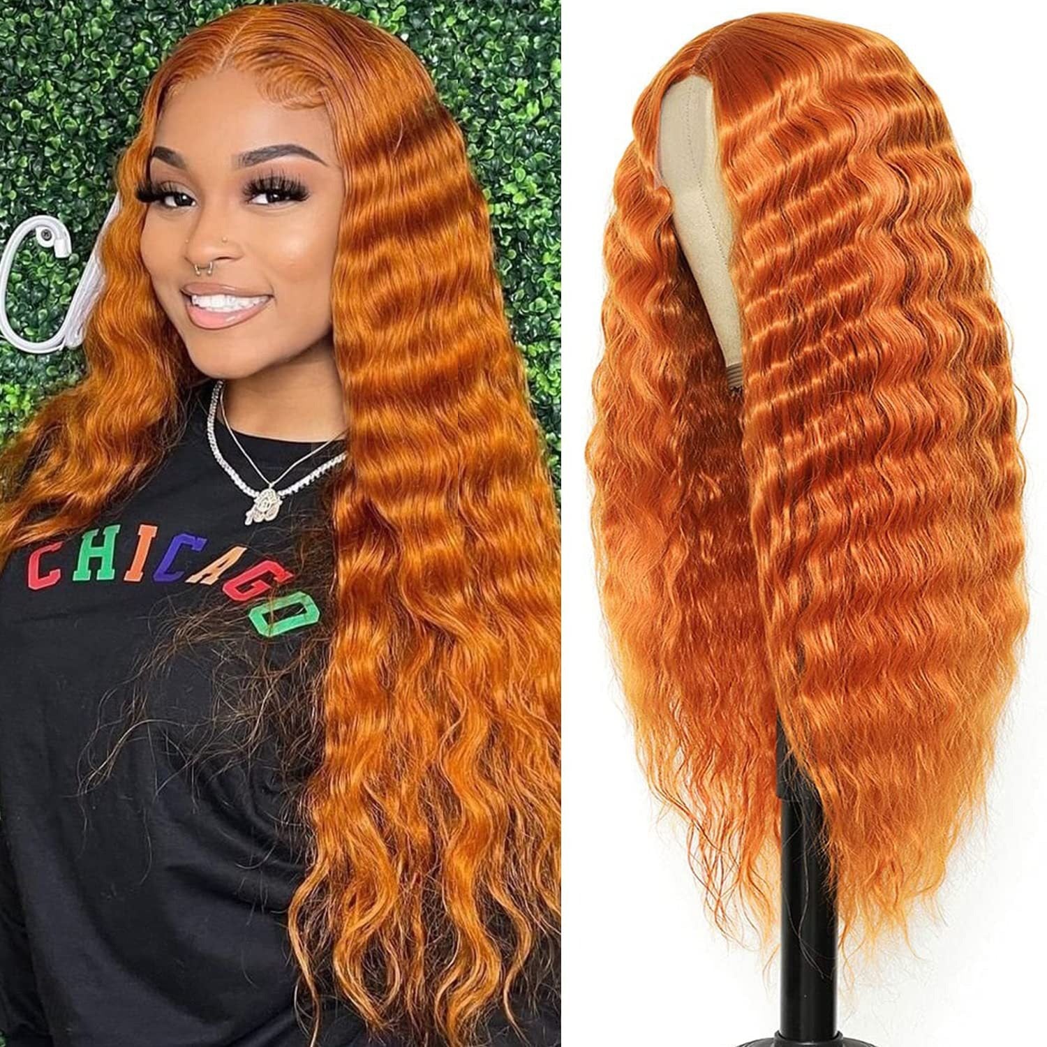 Deep Wave Long Curly Lace Wig – Center Part Headband Style