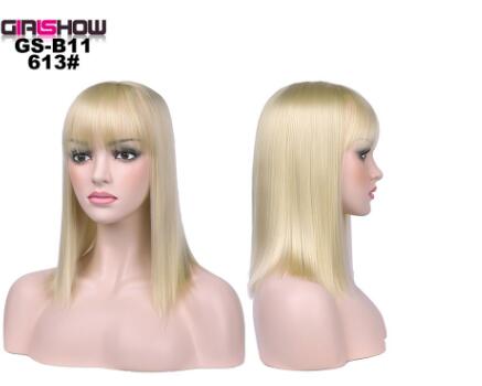 Synthetic straight bob with bangs – full volume short style