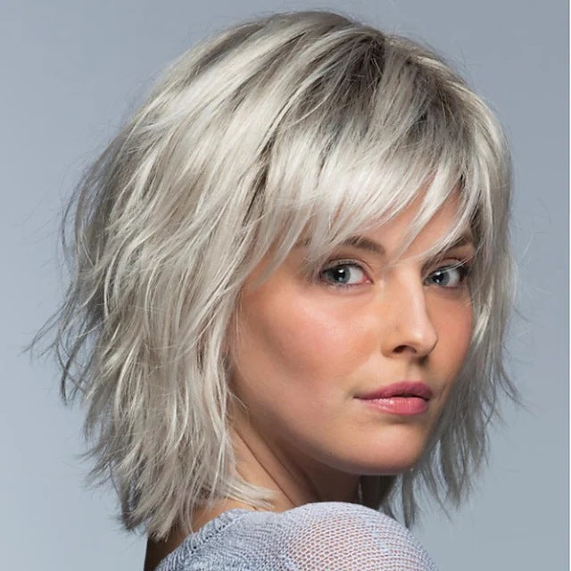 White gold curly fashion wig – vibrant ombre color synthetic hair