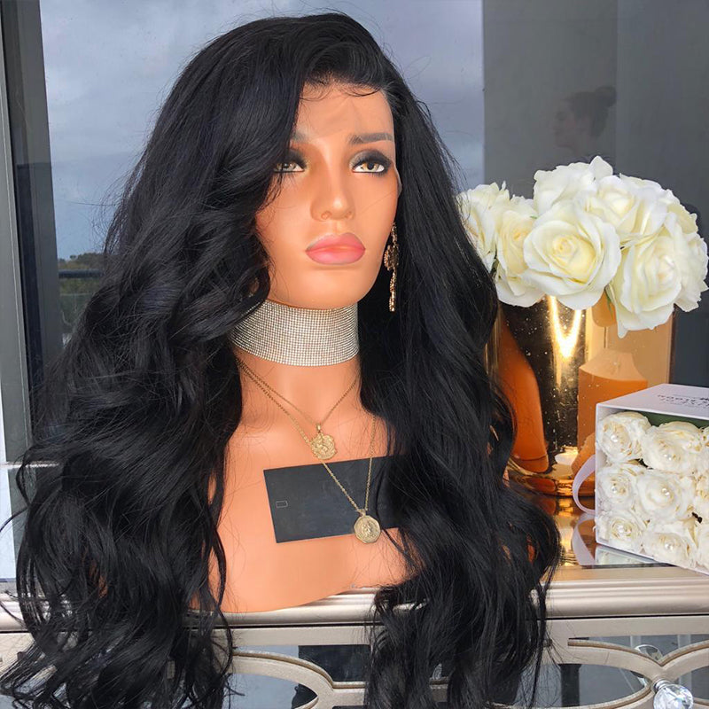 Body Wave Lace Front Wig – Glueless Black Synthetic Hair