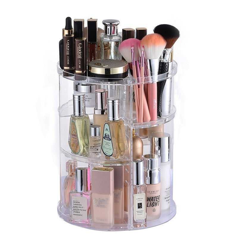 Rotating Cosmetic Storage Box – Transparent Desktop Makeup Organizer
