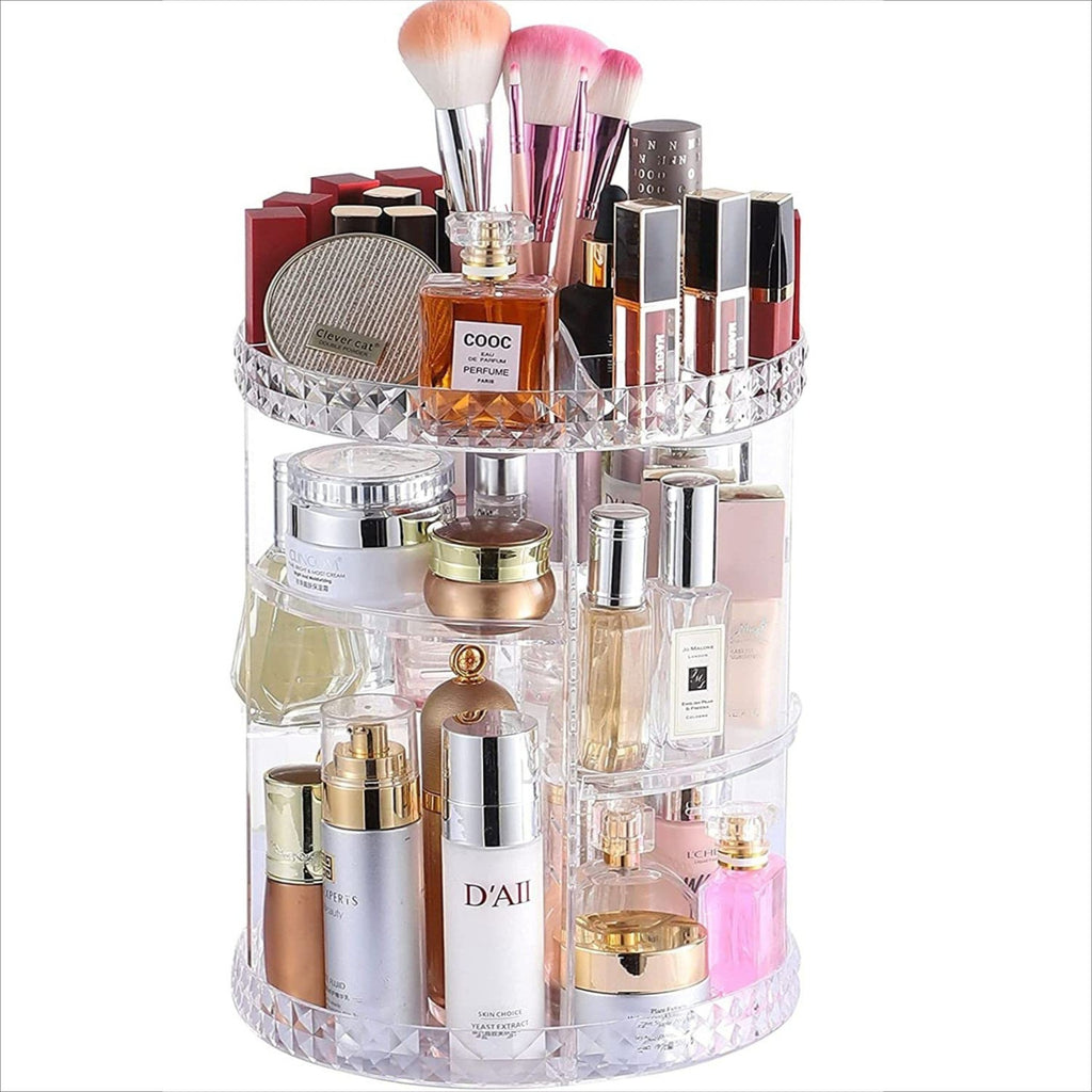 Rotating Cosmetic Storage Box – Transparent Desktop Makeup Organizer