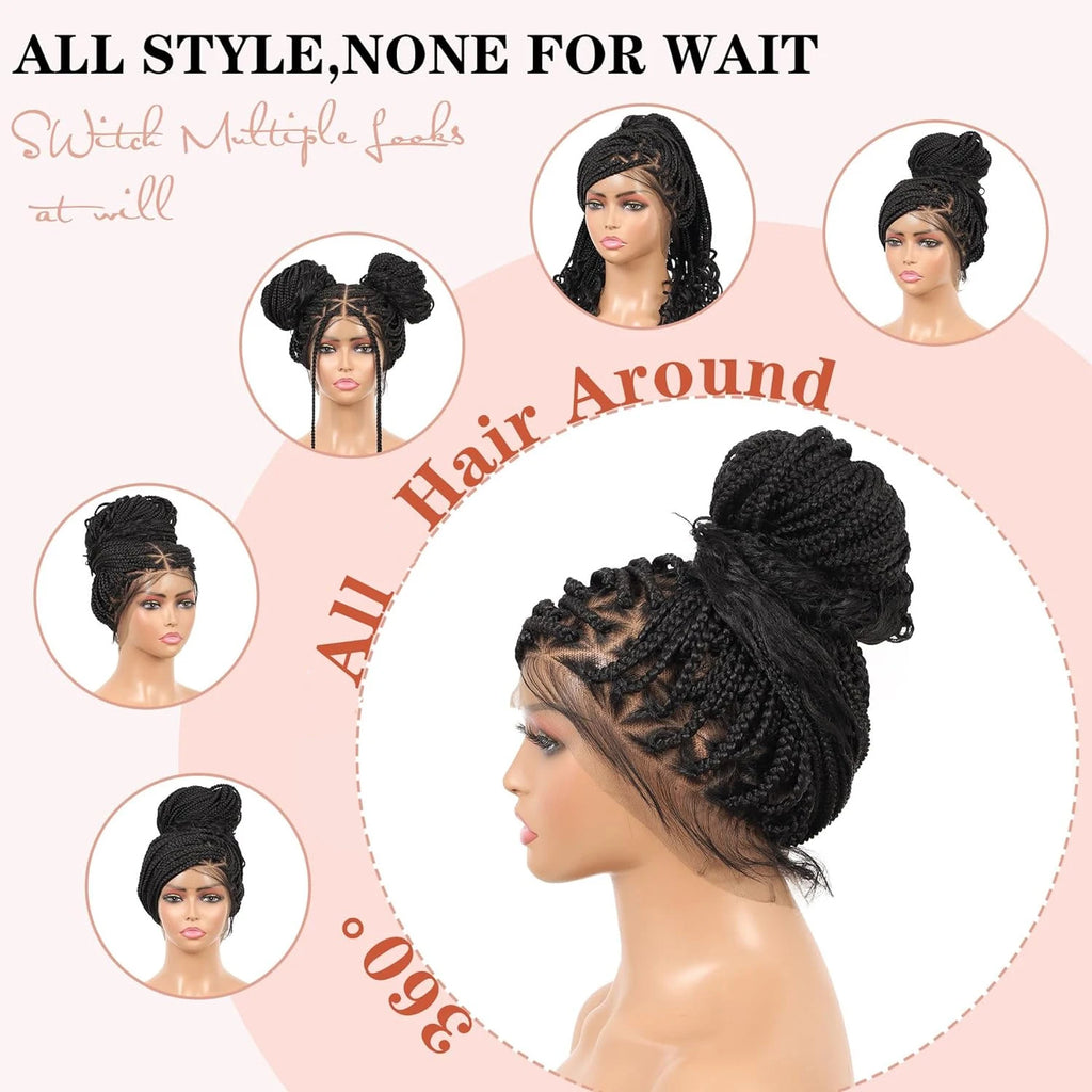 36" Knotless Bohemian Braided Lace Front Wig – Triangle Braid Style