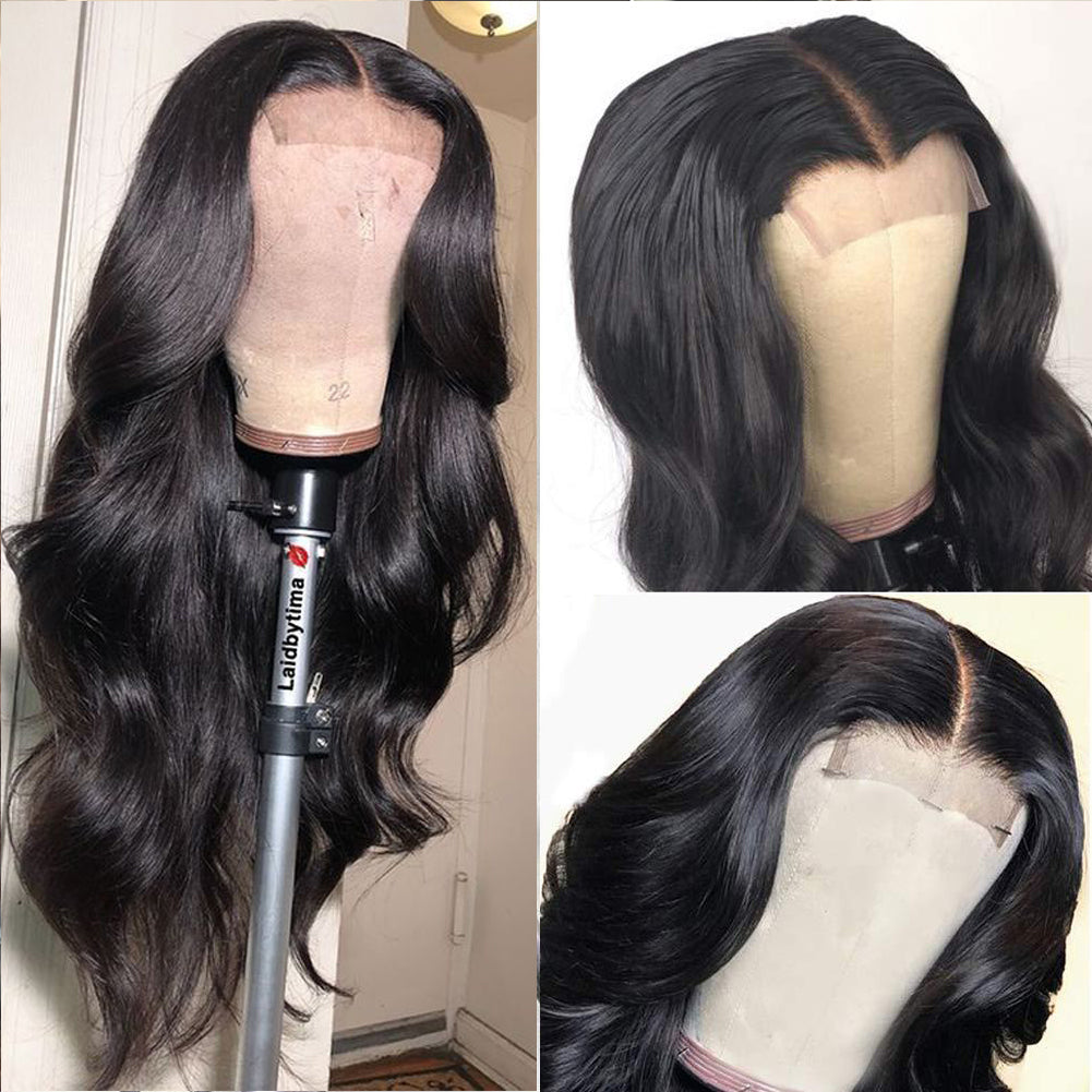 Deep Wave Long Wig with Bangs – Brown Black Synthetic Hair