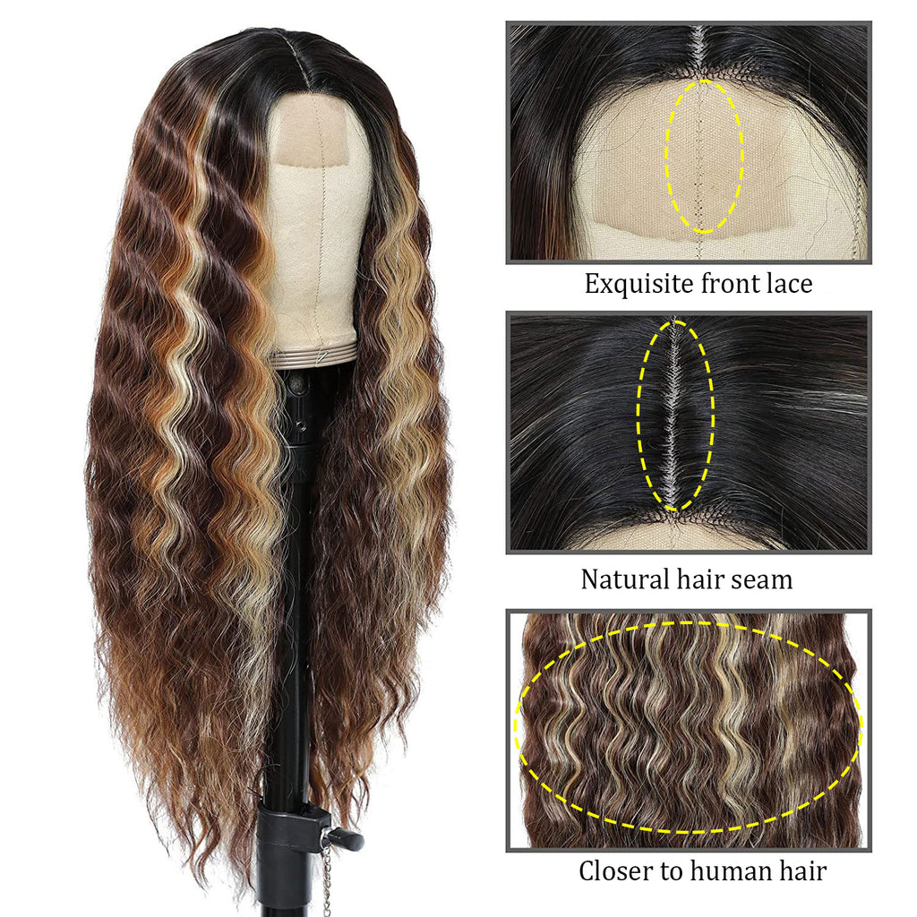 Deep Wave Long Curly Lace Wig – Center Part Headband Style