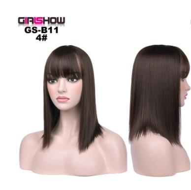 Short synthetic bob wig – straight style with full bangs