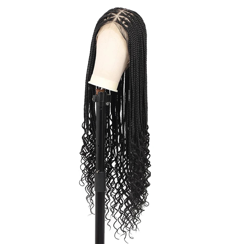 36" Knotless Bohemian Braided Lace Front Wig – Triangle Braid Style