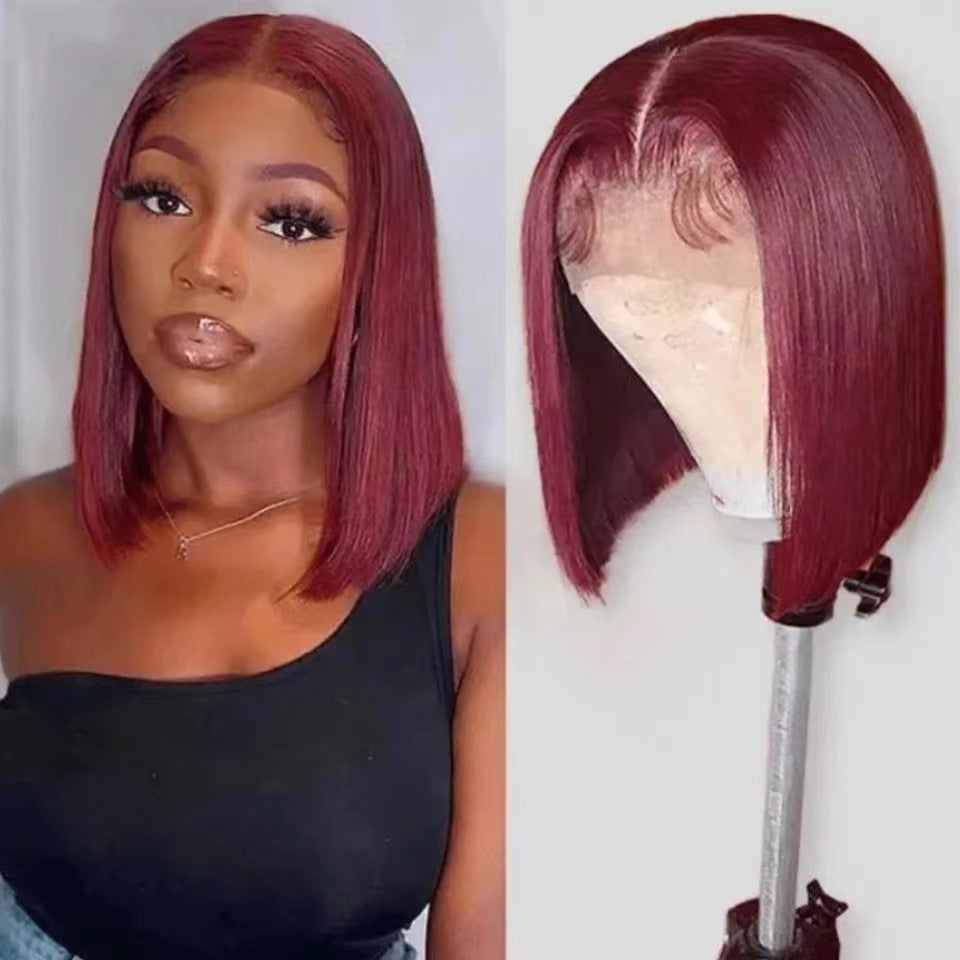 Colorful Short Bob Wig – Straight Split Bob with Front Lace Headband