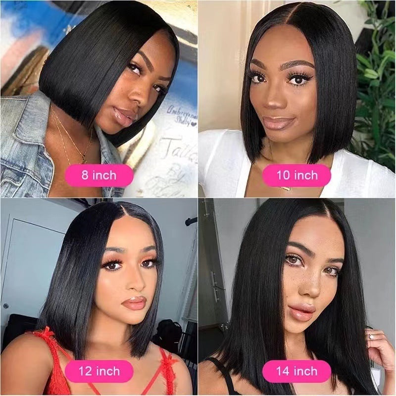 Colorful Short Bob Wig – Straight Split Bob with Front Lace Headband