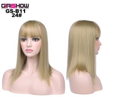 Short Bob Wig with Bangs – Straight Synthetic Hair
